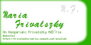 maria frivalszky business card